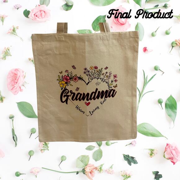 Fashion Graphic Print Blessed Grandma Design A Trendy Canvas Tote Bag - Picture 2 of 4